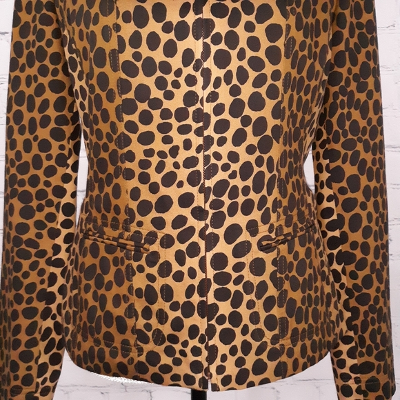 CARLISE Wmns Cheetah Print Zip Up Blazer Jacket 6 - Picture 6 of 10